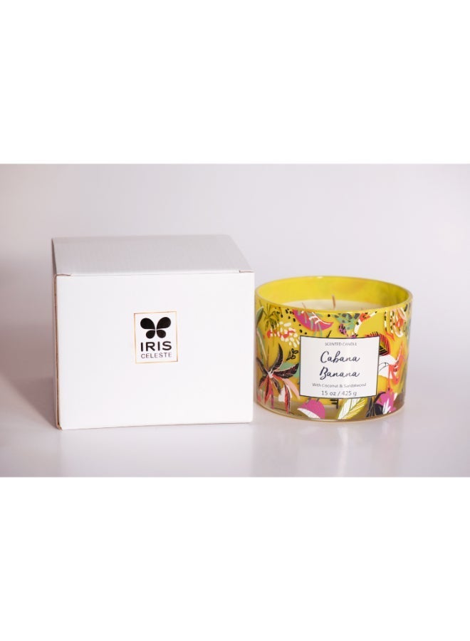 IRIS CELESTE Cabana Banana Jar Candle 425grams - 3 wick Scented candle 15oz  | 50 hrs burn-time | Perfect for Gifting, Home Décor, Parties & Room Perfuming | Ideal for Living room and Office Décor - Image 4